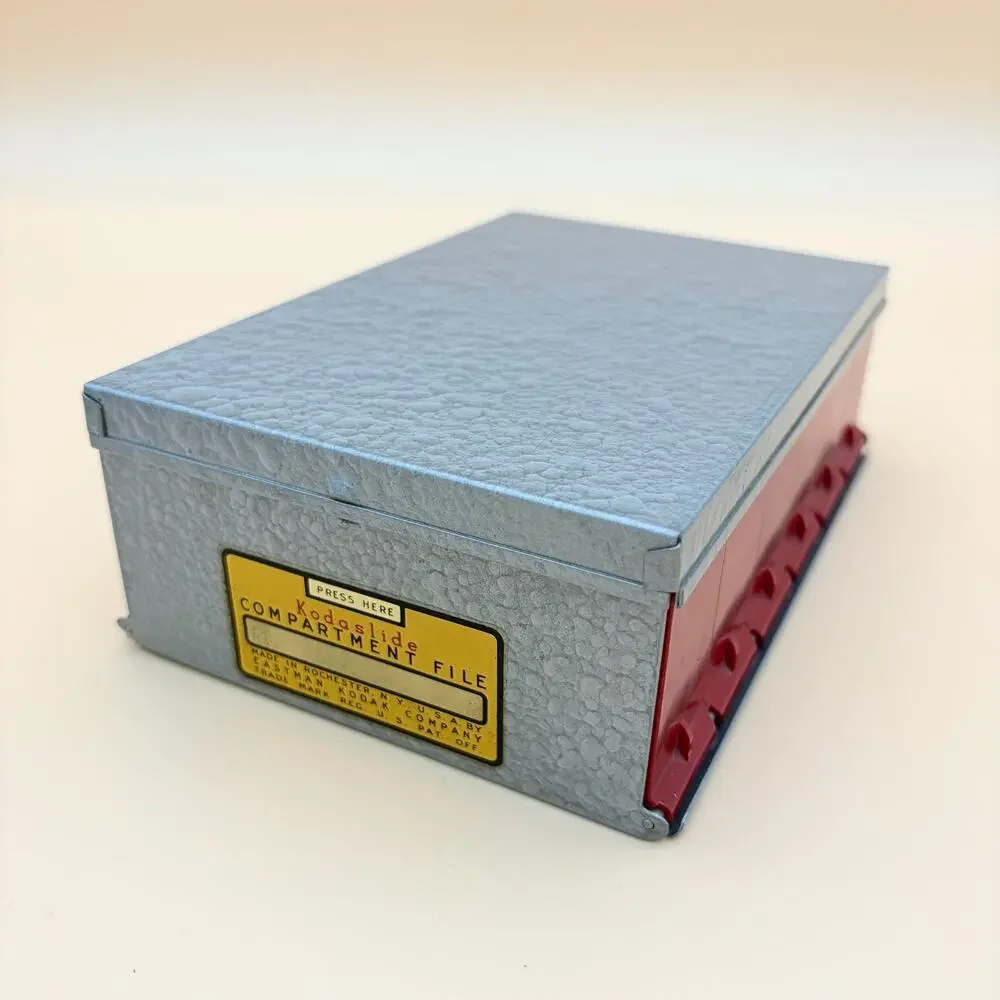 Vintage Kodak Kodaslide 35mm Slide Storage Box Metal 12 Compartment File 1950s